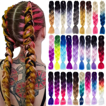 Wholesale 24 Inch Ombre Red Pink Blue PROTECTIVE STYLE LIGHTWEIGHT Jumbo Braids Hair Easy Braiding Synthetic Hair Extensions